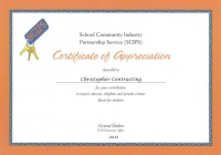 Christopher Contracting Receives Certificate of Appreciate